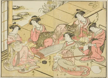 Kurtisanen des Tamaya, aus dem Buch "Spiegel der schönen Frauen der Vergnügungsviertel (Seiro bijin awase sugata kagami)," Bd. 1