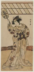 Segawa Kikunojo II als Schiedsrichter eines Wrestling-Matches, ca. späte 1770er