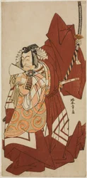 Der Schauspieler Ichikawa Danjuro V als Hannya no Goro im Stück Sugata no Hana Yuki no Kuronushi, aufgeführt im Nakamura-Theater im elften Monat, 1776