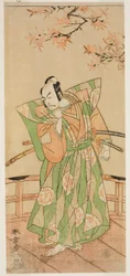 Der Schauspieler Ichikawa Danjuro V als Momonoi Wakasanosuke Yasuchika (?) im Stück Kanadehon Chushingura (?), aufgeführt im Nakamura Theater (?) im fünften Monat, 1771 (?)