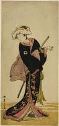 Der Schauspieler Ichikawa Danzo IV als Tonase im Stück Kanadehon Chushingura, aufgeführt im Morita-Theater im dritten Monat, 1781