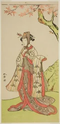 Der Schauspieler Iwai Hanshiro IV als Prinzessin Sakura (Sakura Hime) im Stück Wada Sakamori Eiga Kagami, aufgeführt im Nakamura-Theater im dritten Monat, 1773