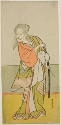 Der Schauspieler Nakajima Kanzaemon III als Yaguchi no Karasu-baba im Stück Hono Nitta Daimyojin, aufgeführt im Morita Theater im siebten Monat, 1777