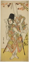 Der Schauspieler Nakamura Nakazo I als Katsuhei, Diener einer fürstlichen Familie, im Stück Uta Kurabe Tosei Moyo, aufgeführt im Morita-Theater im elften Monat, 1779