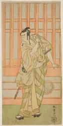 Der Schauspieler Nakamura Nakazo I als Kudo Saemon Suketsune (?) im Stück Sakai-cho Soga Nendaiki (?), aufgeführt im Nakamura-Theater (?) im ersten Monat, 1771 (?)