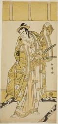 Der Schauspieler Nakamura Nakazo I als Nagao Terutora im Stück Kuruma-gakari Tekuda no Gumbai, aufgeführt im Ichimura Theater im elften Monat, 1783