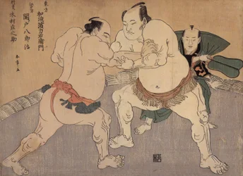Die Sumo-Ringer Kajigahama und Sekinoto