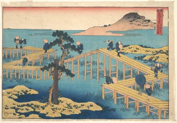 Alte Ansicht von Yatsuhashi in der Provinz Mikawa, aus der Serie Bemerkenswerte Ansichten von Brücken in verschiedenen Provinzen