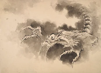 Drache, der aus Wolken auftaucht, Edo-Periode, 19. Jahrhundert