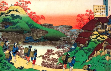 Aus der Serie „Hundert Gedichte von hundert Dichtern“: Sarumaru Dayū, um 1830