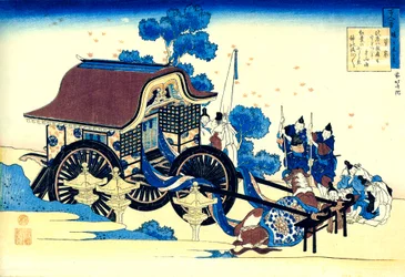 Aus der Serie Hundert Gedichte von hundert Dichtern: Sugawara no Michizane, um 1830