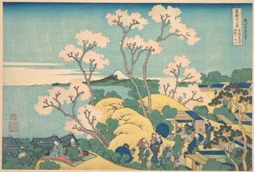 Fuji von Gotenyama an der Tōkaidō in Shinagawa, aus der Serie Sechsunddreißig Ansichten des Berges Fuji
