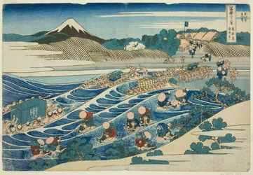 Fuji von Kanaya am Tokaido, aus der Serie "Sechsunddreißig Ansichten des Berges Fuji"