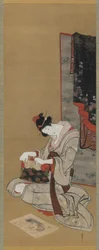 Neujahrsbrauch: Schminken am Neujahrsmorgen, Edo-Zeit, ca. 1806-11