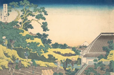Surugadai in Edo Toto Sundai, aus der Serie Sechsunddreißig Ansichten des Berges Fuji Fug..., ca. 1830-32