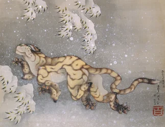 Tiger im Schneesturm