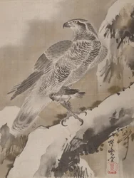 Adler hält kleinen Vogel, ca. 1887