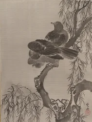 Zwei Vögel auf einem Ast, ca. 1887