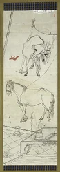 Zwei Pferde im chinesischen Stil, eine von sechs Skizzen