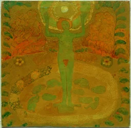 Nackte mit erhobenen Händen