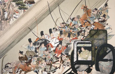 Die Entführung des Kaisers Go Shirakawa durch Fujiwara Nobuyori im Jahr 1159, ca. 1200