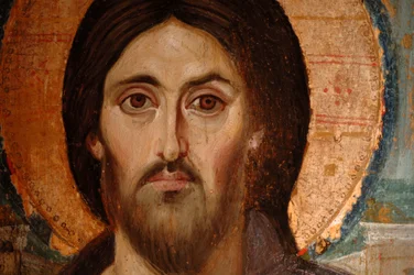 Gemälde von Jesus im koptischen Stil, St. Katharinenkloster-Museum, das älteste kontinuierliche Kloster, 6. Jahrhundert n. Chr. (Gemälde)