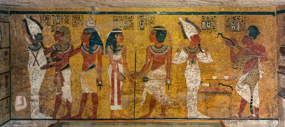 Wandmalerei im Grab von König Tutanchamun; Ägypten; Neues Reich; Tutanchamun; Tal der Könige, 2003 (Foto)