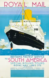 Plakat, das den Royal Mail Service nach Südamerika bewirbt, ca. 1930