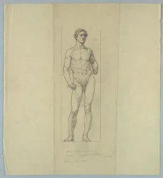 Aktstudie für die Figur der "Courage," Gedenkfenster für Jacob Dolson Cox, Oberlin College