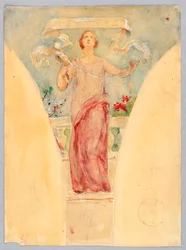 Personifikation von "Textilien," Studie für die Kuppel des Herstellergebäudes, Weltausstellung Chicago, IL