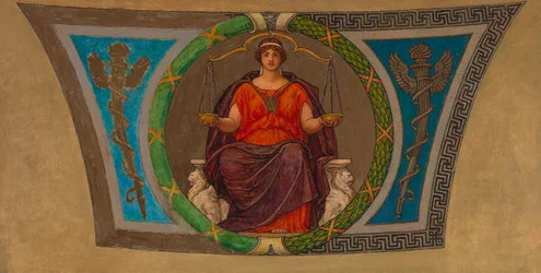 Skizze für Mosaik, Wisconsin State Capitol, "Gerechtigkeit"