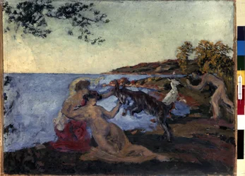 Mythologisches Motiv. Gemälde von Ker Xavier Roussel (1867-1944), um 1903. Öl auf Karton. Nabis. Maße: 47x62cm. Eremitage-Museum, Sankt Petersburg