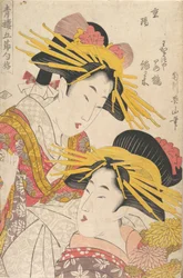 Album von Drucken von Kikugawa Eizan, Utagawa Kunisada und Utagawa Kunimaru, 19. Jahrhundert