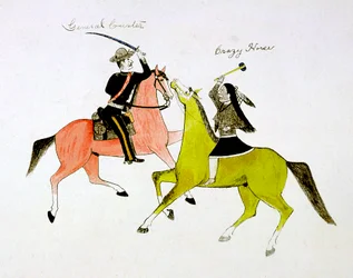 Konflikt zwischen General George Custer 1839-1876 und Crazy Horse, Sioux Dakota Indianer