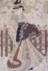 Tsukioka vom Tama-Ya, ein Triptychon von Schönheiten und Blumen