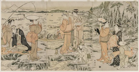Angeln auf dem Hackbrettfelsen bei Enoshima, frühe 1790er Jahre