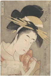 „Hanamurasaki aus dem Tamaya“, aus der Serie „Sieben Komachi der Vergnügungsviertel“ (Seirō Nana Komachi)