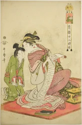 Stunde des Hundes (Inu no koku), aus der Serie "Zwölf Stunden in Yoshiwara (Seiro juni toki tsuzuki)"