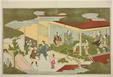 Neujahr in einer Samurai-Residenz, aus der illustrierten Kyoka-Anthologie Der junge Gott Ebisu (Waka Ebisu)