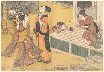 Neujahrsspiele, aus dem gedruckten Buch „Blumen der vier Jahreszeiten“ (Shiki no hana)