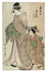 Oiran mit zwei Kamuro, Edo-Periode, um 1790