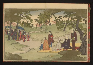 Picknick und Teegenuss in den Hügeln von Ueno, Edo