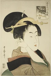 Tatsumi Roko, aus der Serie Berühmte Schönheiten verglichen mit den sechs unsterblichen Dichtern