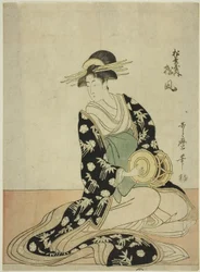 Die Kurtisane Matsukaze von Matsubaya, aus einer unbetitelten Serie von Kurtisanen von Matsubaya als fünf Musiker
