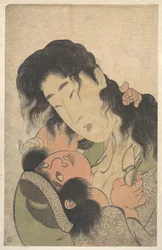 Yamauba spielt mit Kintarō