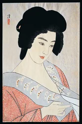 Geisha Ichimaru, ca. 1933, von Kobayakawa Kiyoshi, Oban-Holzschnitt, Meiji-Showa-Periode, Japan, 20. Jahrhundert