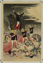 Die Sonne geht über einem japanischen Sieg auf (Der Fall von Pjöngjang)
