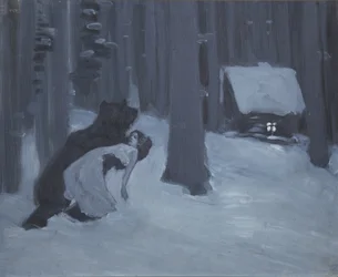 Tatjanas Traum. Illustration für den Versroman Eugen Onegin von A. Puschkin