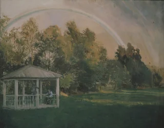 Landschaft mit Regenbogen