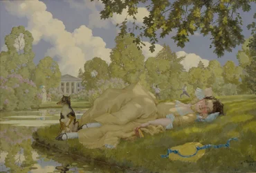 Schlafende Frau in einem Park, 1922